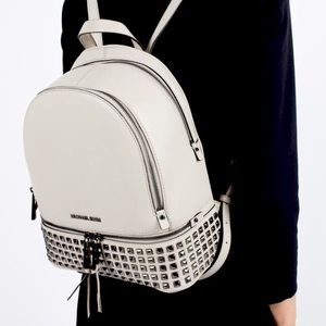 Michael kors Rhea Zip Studded Cement Leather Backpack
